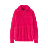 Turtleneck Knitted Half-Zip Fluffy Sweater