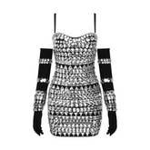 Studded Rhinestones Sleeveless Mini Dress