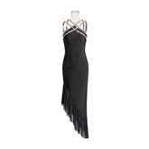 Pre Order: Black Spliced Mesh Mid-Back Dress