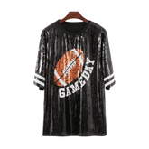 Sequined O-Neck Rugby Jersey