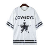 White Sequined Round Neck Top