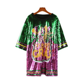 Sequined Round-Neck Short Sleeve Top