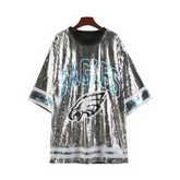 Silver Sequined Loose Jersey Top