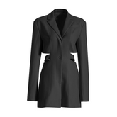 Pre Order: Black Hollow-Out Waist Revealing Dress