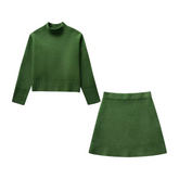 Green Knitted Loose Ribbed Set