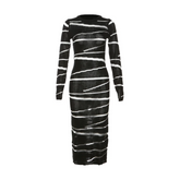 Pre Order: Black Knitted Striped Maxi Dress
