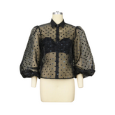 Pre Order: Black Polka Dots See-Through Top