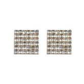 Square Crystal Studded Metal Earrings