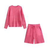 Ribbed Sweater+Shorts Knit Set