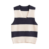 Stripes Cropped Knitted Vest