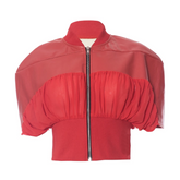 Spliced Faux Leather Midriff Top