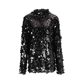 Sequin Embellished Stand Collar Top