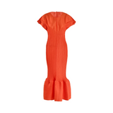 Pleated Short Sleeves Ruffle Dress