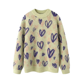 Purple Hearts Knitted Sweater