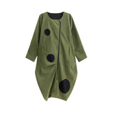 Off-Center Zipper Loose Dress