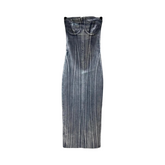 Contoured Sleeveless Mid-Calf Denim Dress