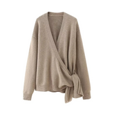 Khaki Side Knot Knit Cardigan