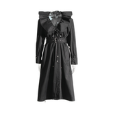 Ruffled Collar Belted Trench Coat