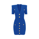 Gold Buttons Knit Dress