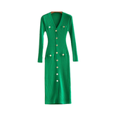 Ribbed Button Down Knitted Dress