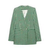 Textured Plaid Double Breasted Blazer