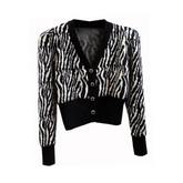Zebra Cropped Knitted Cardigan