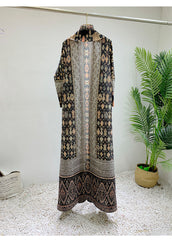Printed Pleated Robe Coat