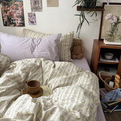 fall bedroom aesthetic INS Vintage Floral Cotton Cotton Bedding Four-Piece Bed Sheet Quilt Cover Quilt Cover Bed Cover Three-Piece Set
