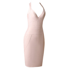 Solid Hanging Neck Bandage Dress