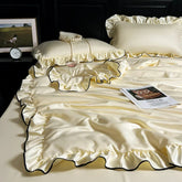 Korean Version Ruffled Summer Cool Quilt Washed Silk Machine Washable Summer Quilt Twin Air-Conditioned Quilt Comforter Bedding