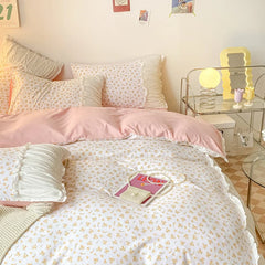 Floral Princess Style Korean Bed Skirt Bed Sheet flowers Lace Quilt Cover Ins Bedding For Girls Luxury Home Textiles