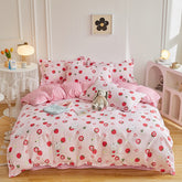 Home Textile Girl Boy Kids Bedding Set Red Cherries Duvet Cover Sheet Pillowcase Woman Adult Beds Sheet King Queen Full