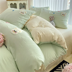 INS Style Bedding Sets Quilt Cover Sets Romantic Bedclothes Decor Woman Girls Bedroom Duvet Cover Sets 4pcs