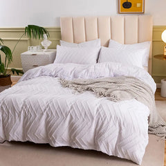 Nordic Style Cut Flowers White Duvet Cover Set Soft Comfortable King Size Bedding Set Queen Twin Solid Home Comforter Covers