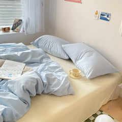 High Quality Bedding Set Boys Girls Twin Queen Size Washed Cotton Sheet Pillowcase Bed Linens Adults Home Textiles No Filler