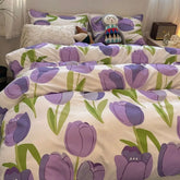 Tulips Duvet Cover Set with Flat Sheet Pillowcases Fashion Twin Double Queen Size Bed Linen Soft Boys Girls Bedding Kit