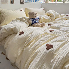 High Quality Beauty Bedding Set Cute Towel Embroidered Girl Heart Bed Sheet Student Dormitory Bed