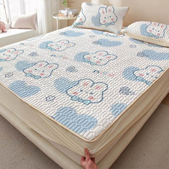 Summer Latex Ice Mat Bed Mattress Cool Cartoon Mattress Pad Air Conditioner Soft Cool Bedding Set Non-slip Pad 150