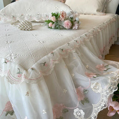 2025 Summer Cool Bed Skirt Sheet Princess Bed Skirt Mattress Ruffled Lace Bedsheet Not Stuffy With Pillowcases Twin Queen Size