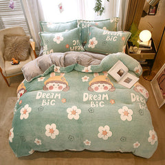 1pc Winter Warm Duvet Cover Flower Bed Covers Double Size Flannel Fleece Comforter Cover 220x240(without pillowcase)