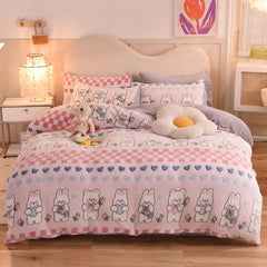 Winter Duvet Cover Thick Fleece Warm Flannel Coral Double Sided Velvet Bedding Single Double Queen King Size Quilt Cover