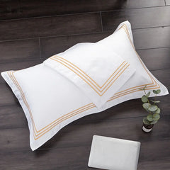 Luxury 100% Egypt Cotton 5 Stars Hotel Quilt Cover Pure Cotton Satin Strip Bed Line Duvet Cover Gray Blue Gold
