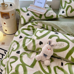 Girls Duvet Cover Pink Bow Kawaii Bedding Set Polyester Bedclothes Sheet Pillowcase Twin Full Queen Size Ins Floral Bedspread