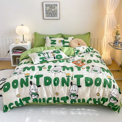 Cartoon Print Home Bedding Set Simple Fresh Comfortable Duvet Cover Set with Sheet Comforter Covers Pillowcases Bed Linen
