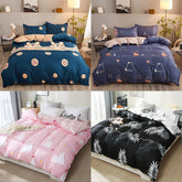 Cartoon Pattern 4-Piece Flat Sheet Quilt Cover Pillow Case Family Bed Sheet Children's Bedding Set 4-Piece Set