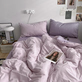 Nordic Princess Purple Girls Bedding Set Single Double Size Flat Sheet Solid Color Duvet Cover Pillowcase Bed Linen Home Textile