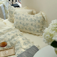 High Quality Bedding Set Type A Washed Cotton Butterfly Bed Sheets And Fitted Sheet Ancient Rhyme Butterfly Sound Duvet Cover