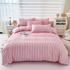 Soft Bedding Set Nordic Washed Cotton Linen Duvet Cover Plant Pattern Home Textile Queen King Cover Pillowcase Bed