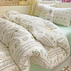 Ins Bedding Set Refreshing New Blue Wind CHIME Four PIECE Set On Bed Washing Cotton Bed Sheet Bed Sheet Dormitory 3pcs