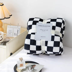 Thickened Plaid Fuzzy Fleece Blanket Ultra-Soft Reversible Microfiber Bed Warm Cozy Gingham Throw Blankets for Couch,Chair,Sofa